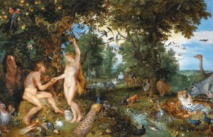 Il paradiso terrestre con la caduta di Adamo ed Eva